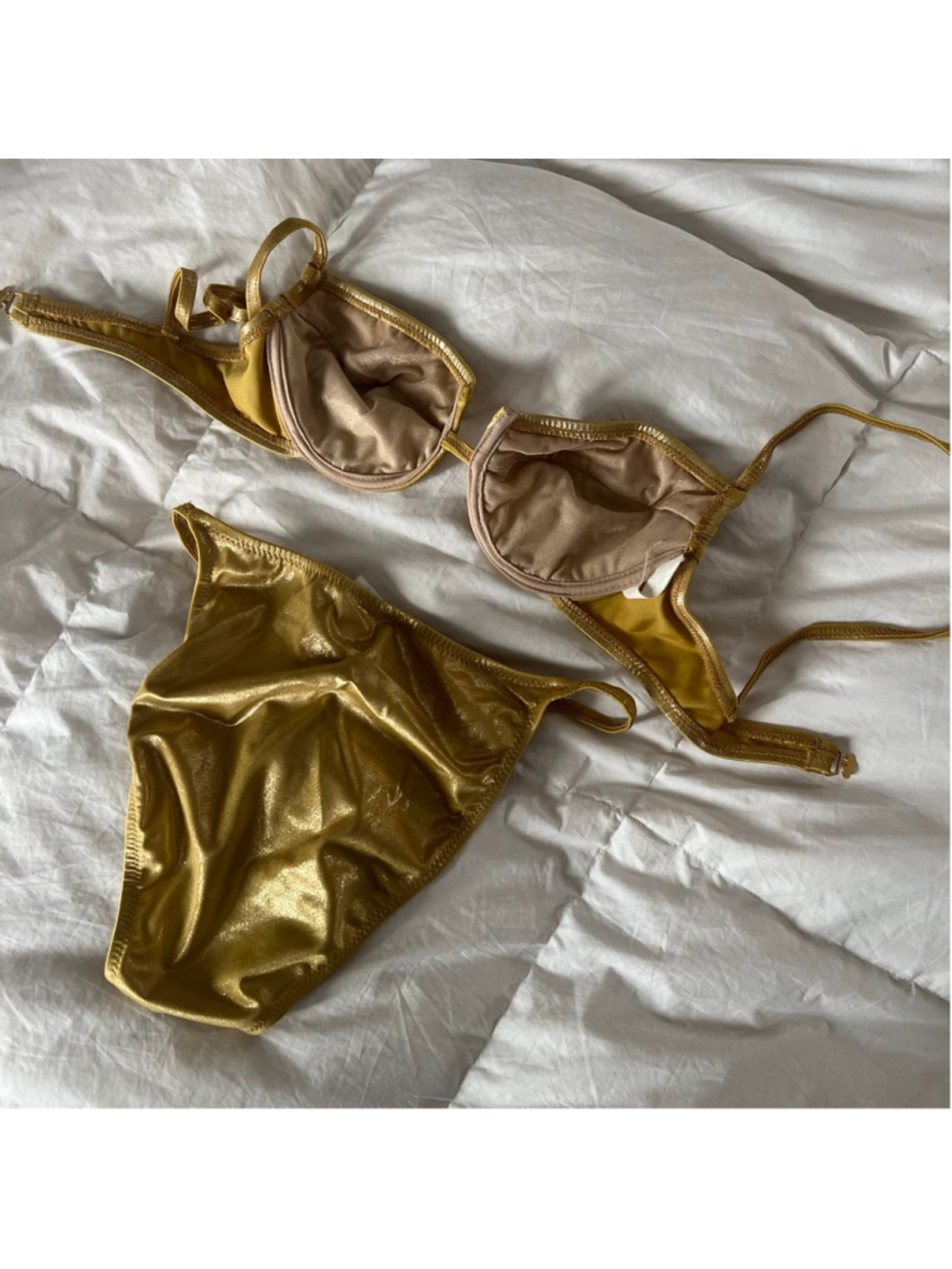 Vintage Gottex Gold Metallic Dazzle Bikini Set Size 8 XS/S RARE - Picture 6 of 10